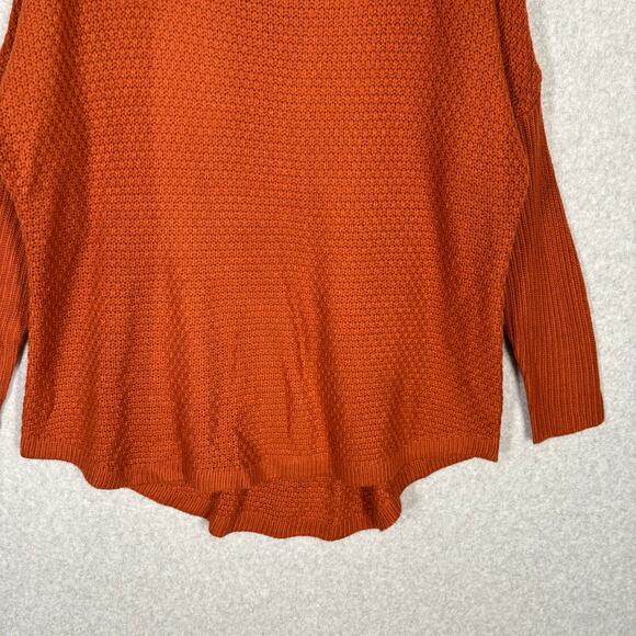 Sweater‎ Womens Medium Rust Burnt Waffle Poncho Cowl Slouchy Comfy Lounge Thin - Picture 3 of 9